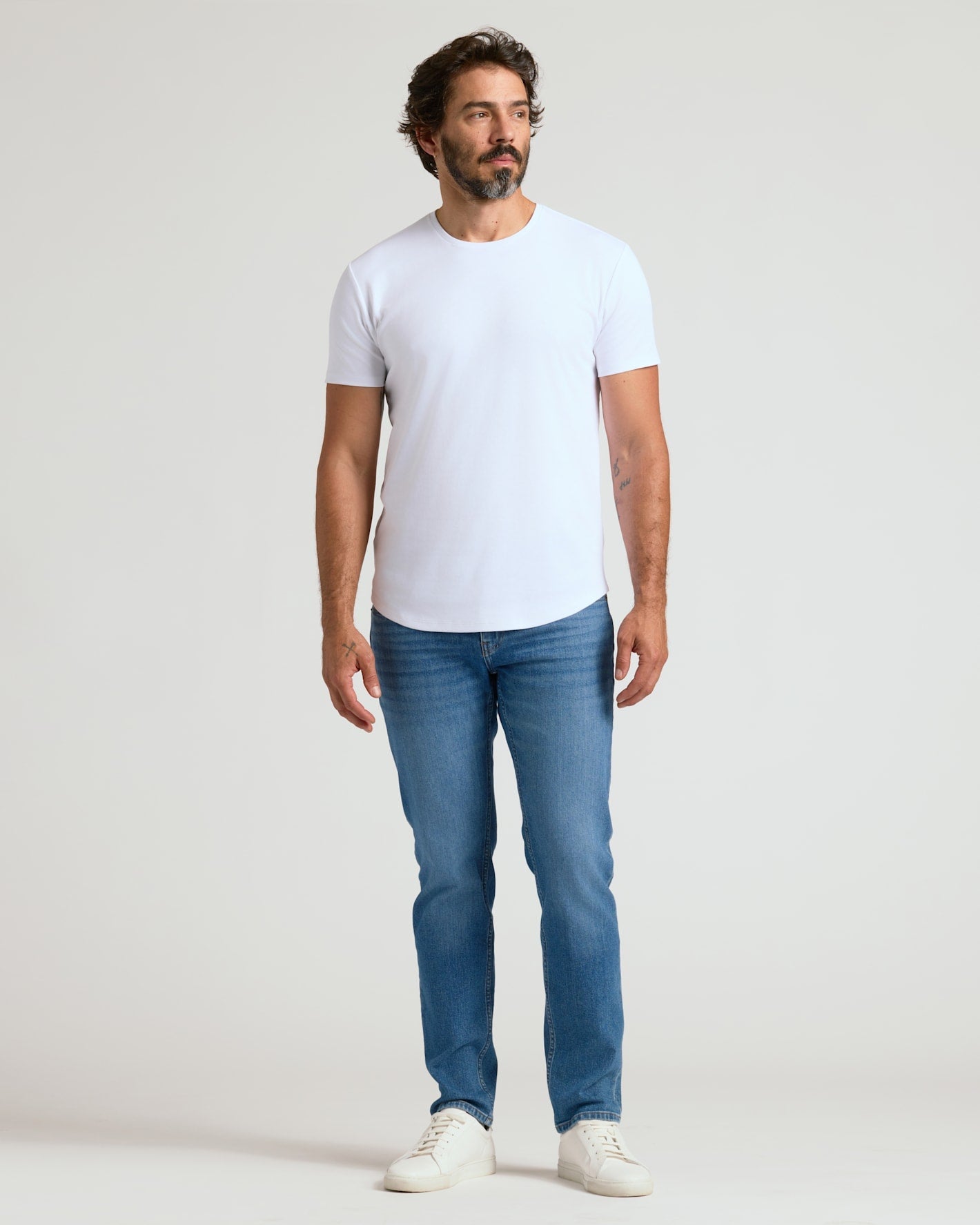 Pima Cotton Blend Curved Hem Crew 4-Pack