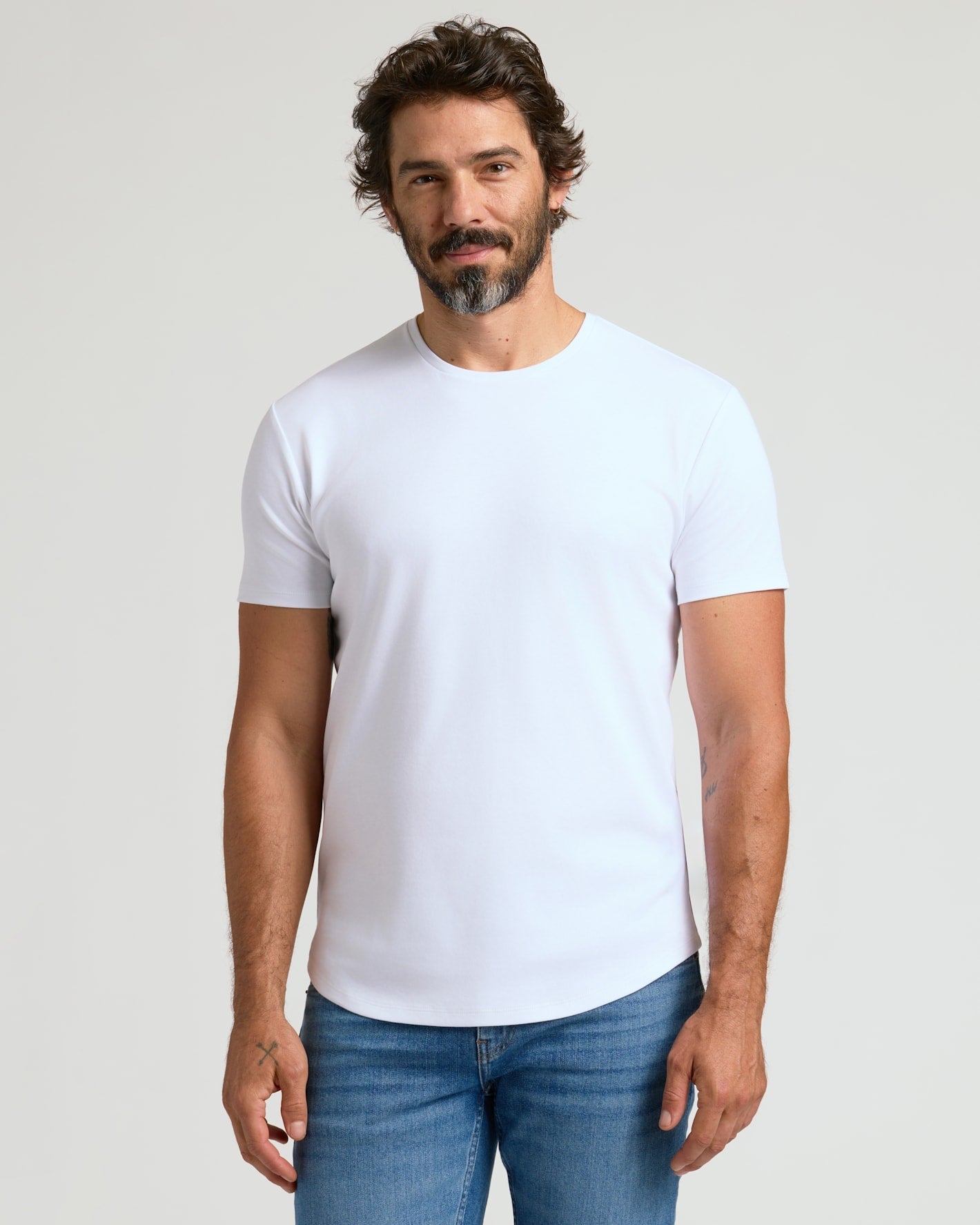 Pima Cotton Blend Curved Hem Crew 2-Pack