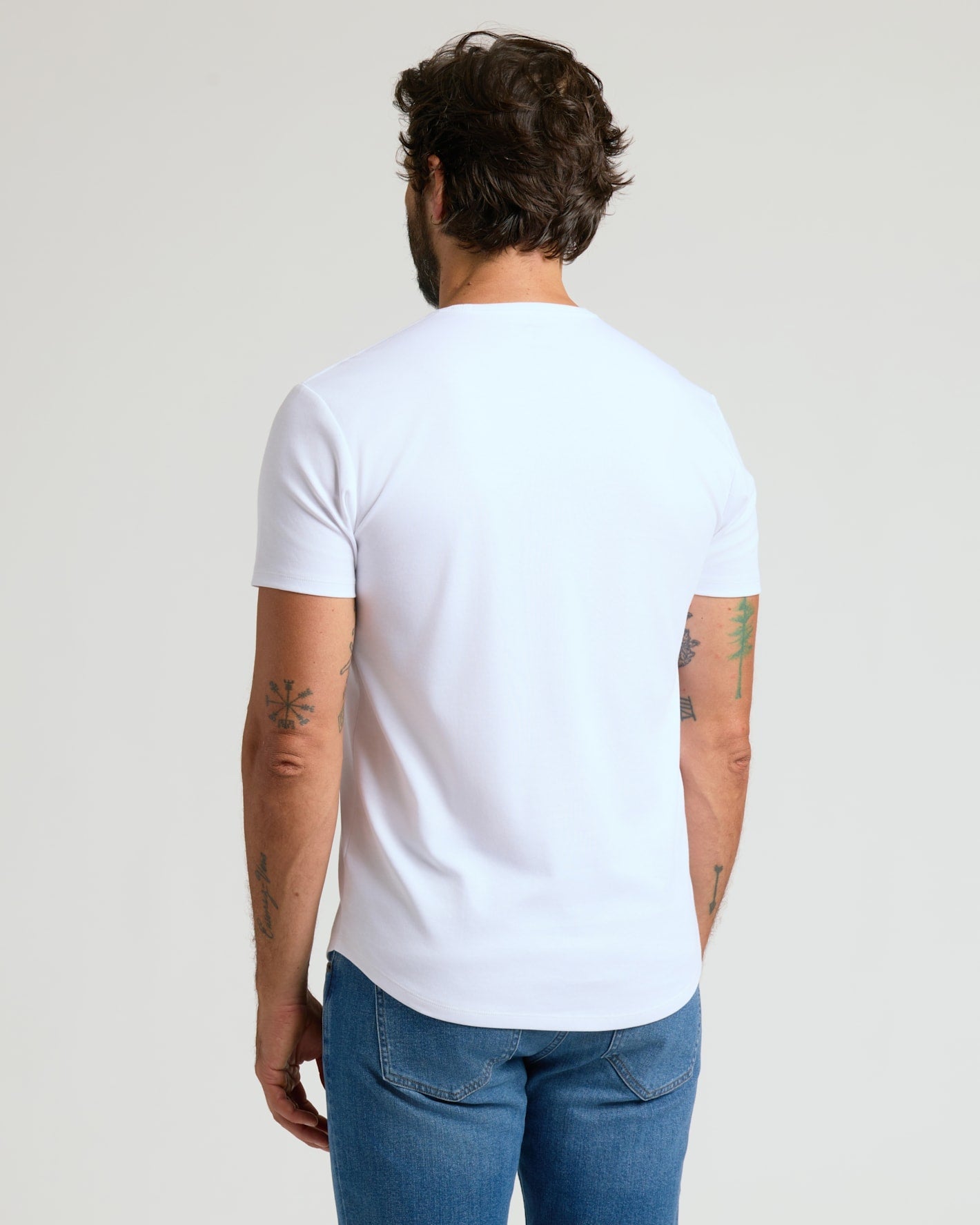 Pima Cotton Blend Curved Hem Crew 4-Pack