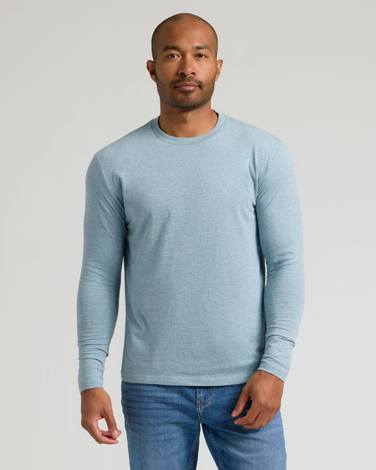 Heather Sapphire Classic Long Sleeve Crew Neck
