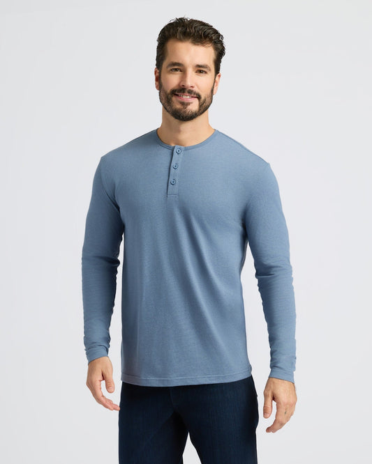 Dark Heather Vintage Navy Classic Long Sleeve Henley