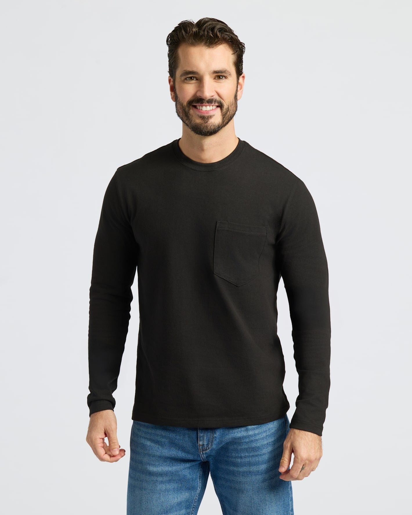 Black & White Heavyweight Long Sleeve Pocket Crew 2-Pack