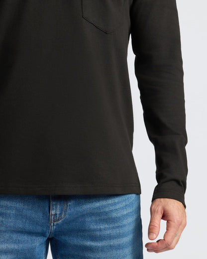 Black & Navy Heavyweight Long Sleeve Pocket Crew 4-Pack