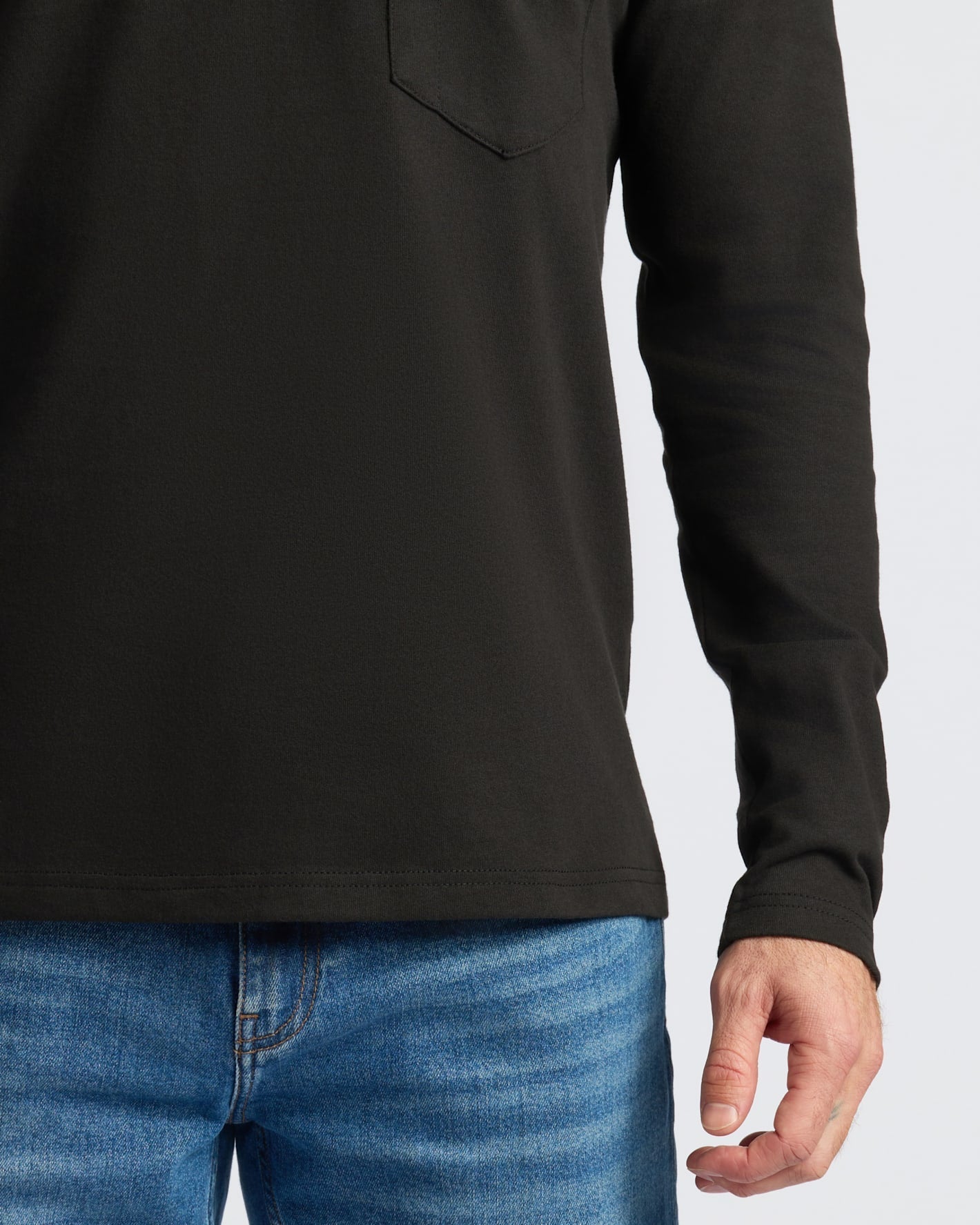Black Heavyweight Long Sleeve Pocket Crew 4-Pack