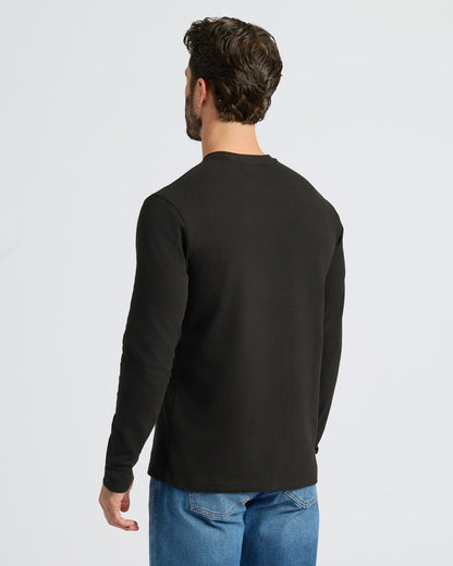 Black Heavyweight Long Sleeve Pocket Crew 4-Pack