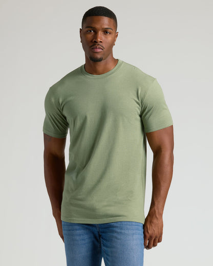 Dark Heather Bay Green Tall Straight Hem Crew Neck T Shirt
