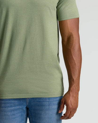 Dark Heather Bay Green Tall Straight Hem Crew Neck T Shirt