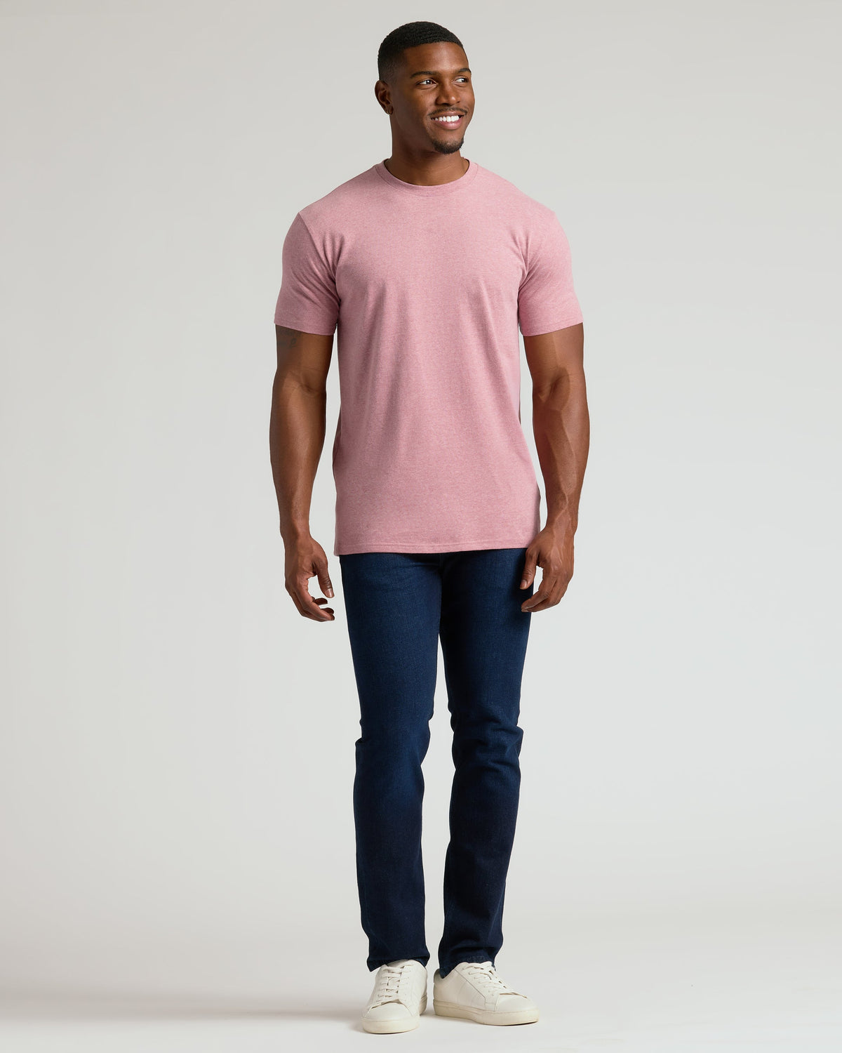 Light Heather Boysenberry Tall Straight Hem Crew Neck T-Shirt