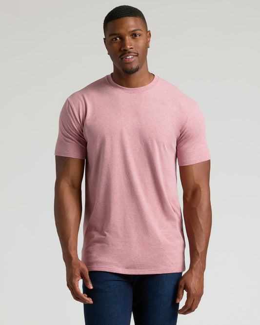 Light Heather Boysenberry Tall Straight Hem Crew Neck T-Shirt
