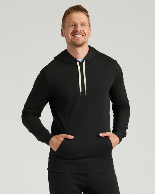 Black Tall Fleece French Terry Pullover Hoodie