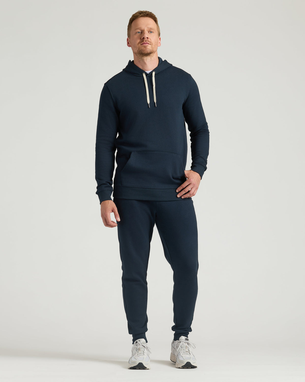 Navy Tall Fleece French Terry Pullover Hoodie