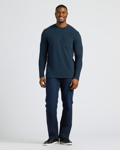 Black & Navy Tall Heavyweight Long Sleeve Pocket Crew 4-Pack