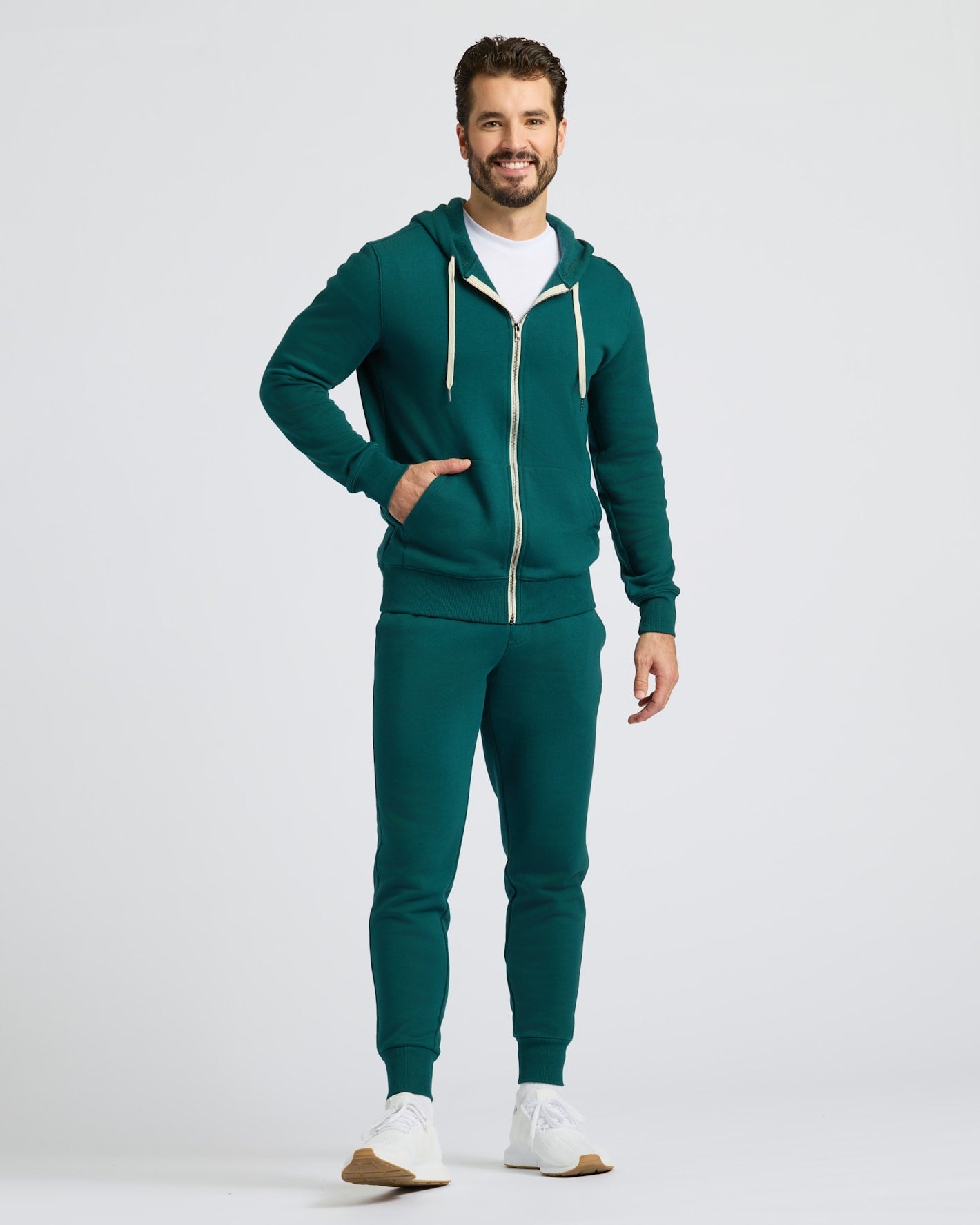 Deep Emerald Fleece French Terry Zip Hoodie