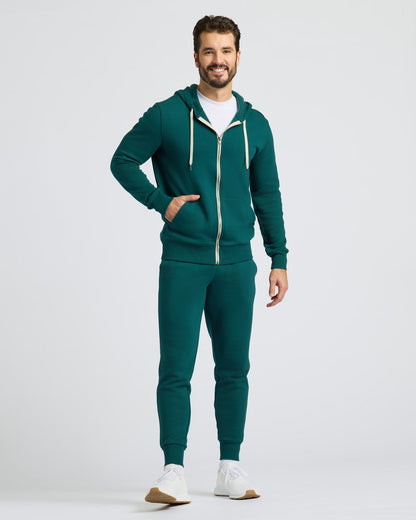 Deep Emerald Fleece French Terry Zip Hoodie