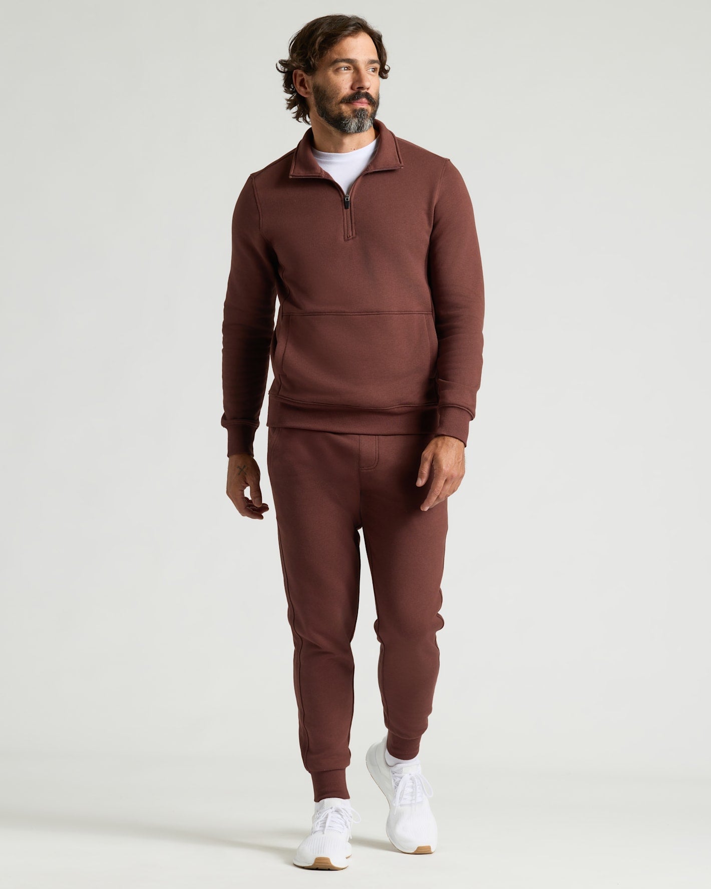 Carob Quarter Zip Fleece Sweatshirt