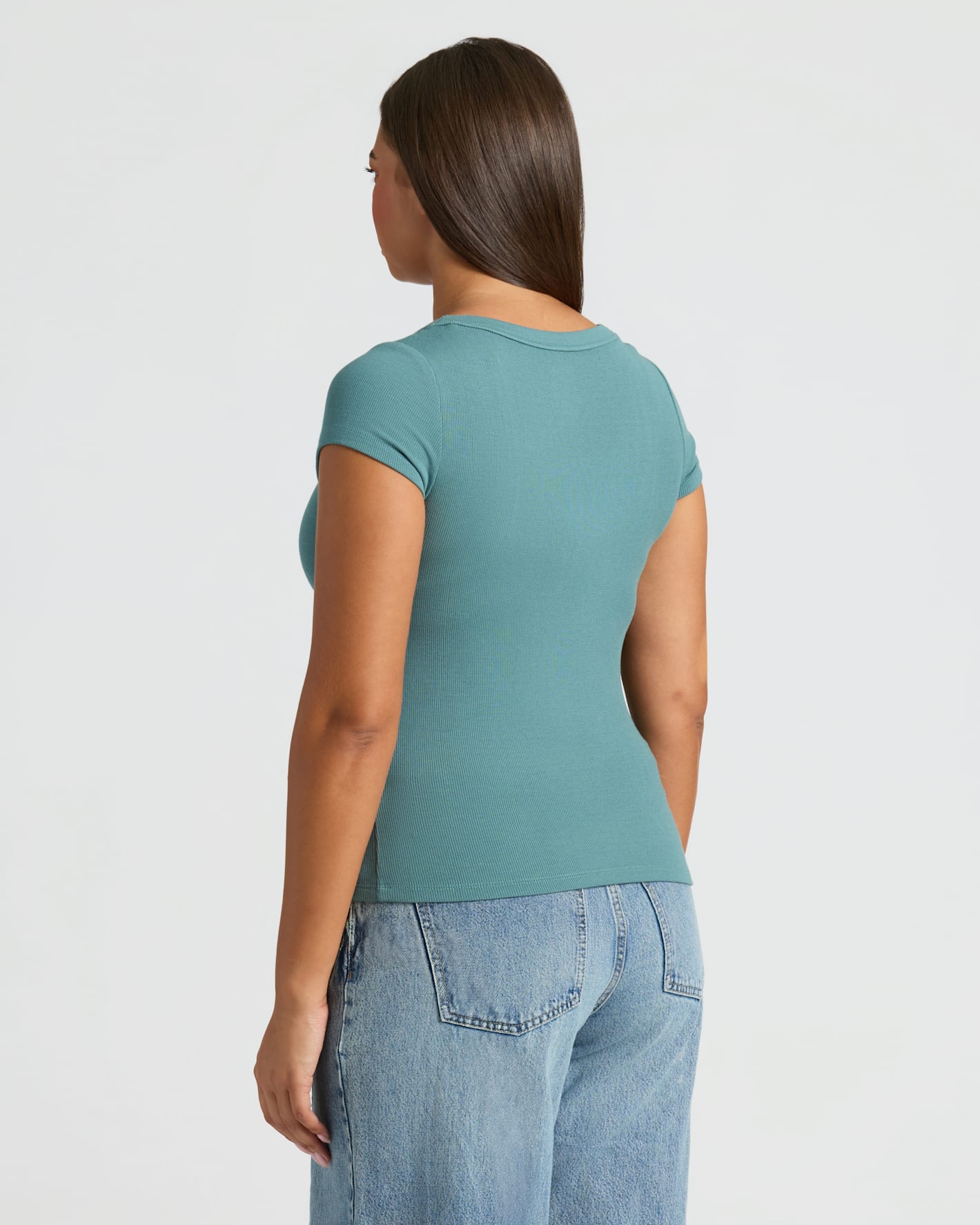 Womens Ribbed U-Neck Tee 6-Pack