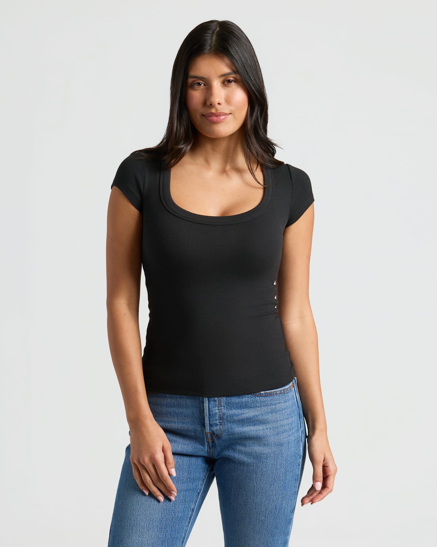 Womens Ribbed U-Neck Tee 6-Pack