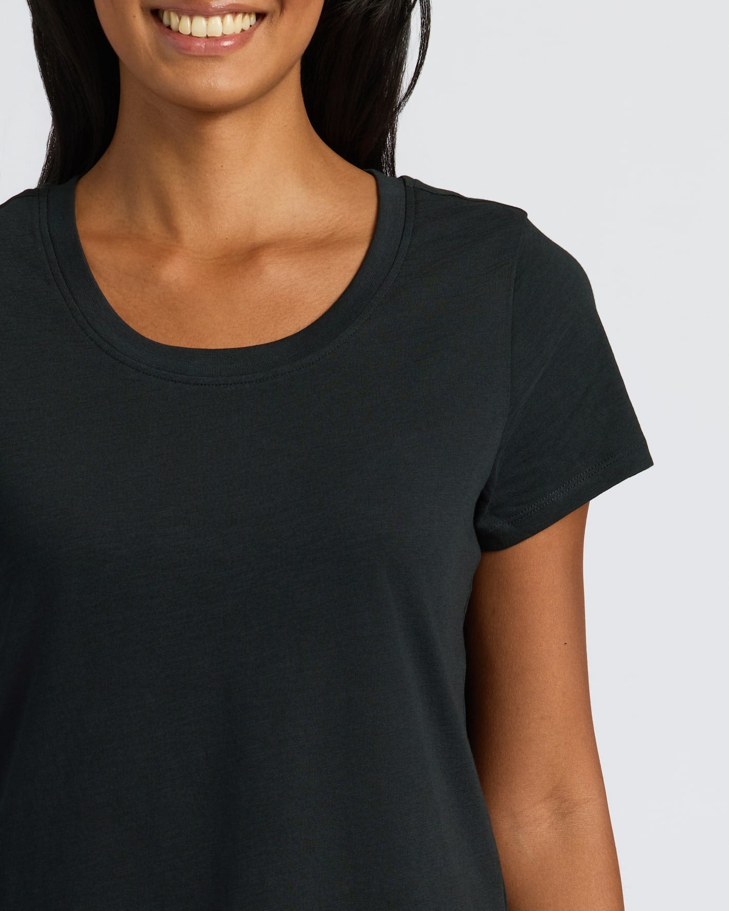 Womens Black & White Slub Scoop Neck Tee 4-Pack