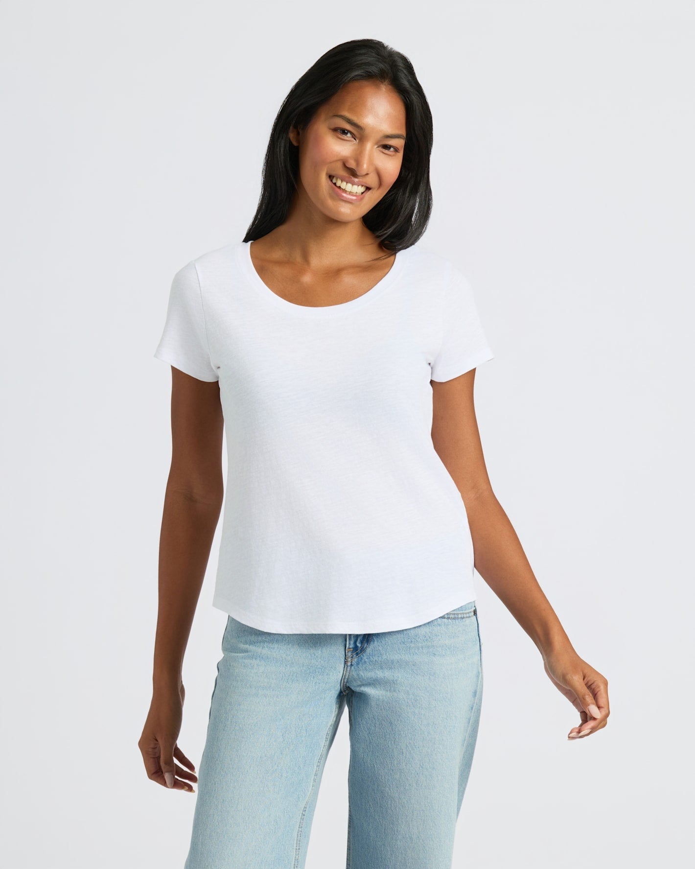 Womens Black & White Slub Scoop Neck Tee 4-Pack