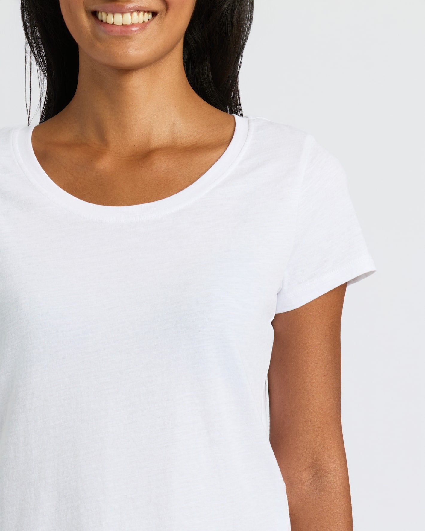 Womens White Slub Scoop Neck Tee 4-Pack
