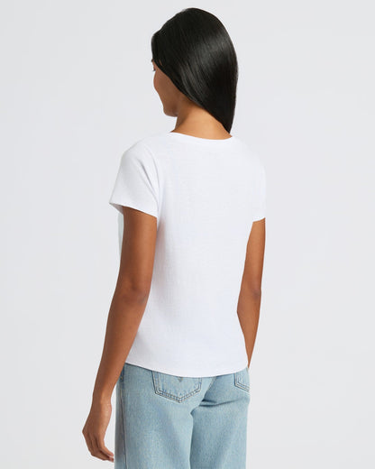 Womens White Slub Scoop Neck Tee 2-Pack