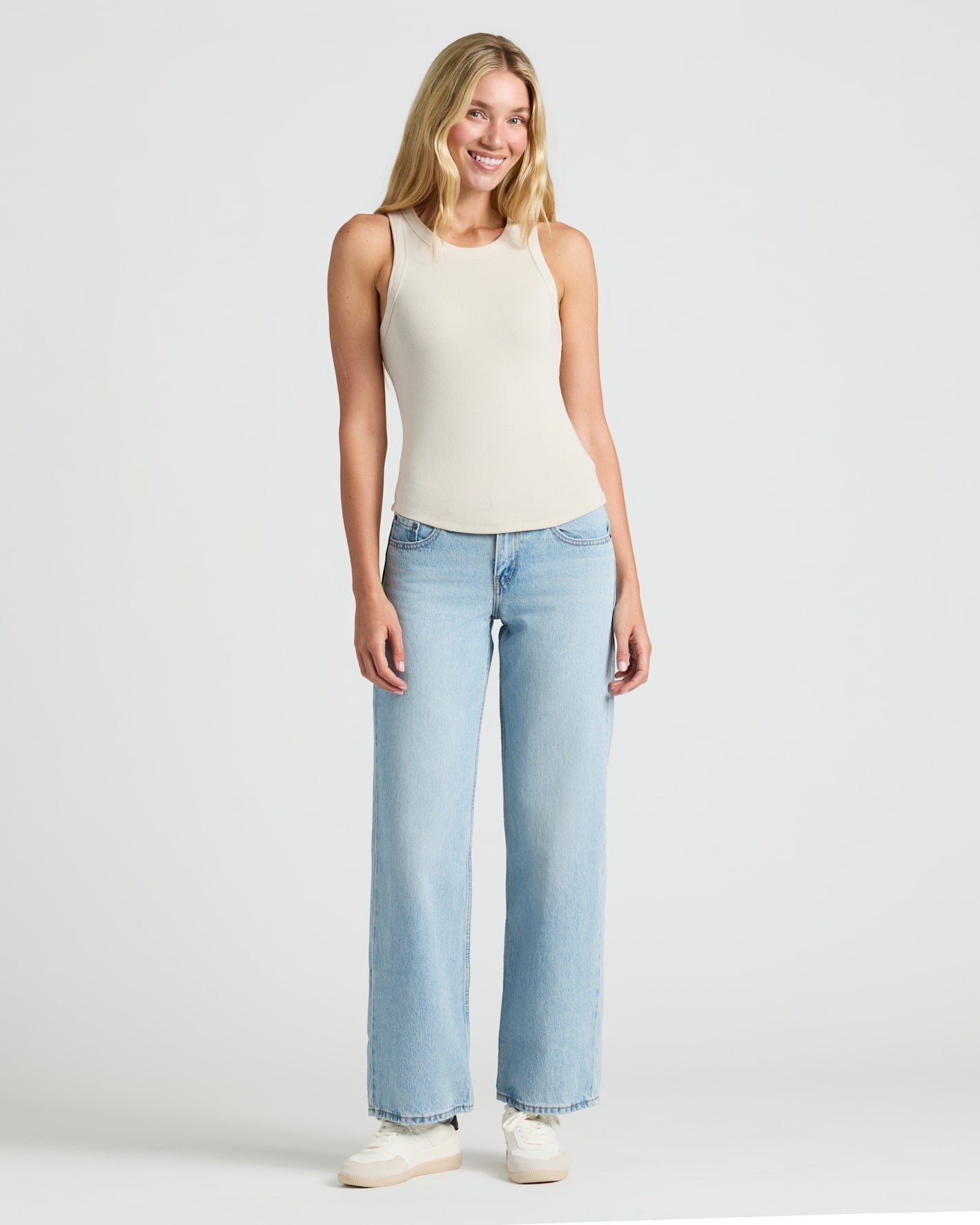 Womens Oatmeal Ribbed High Neck Tank 3-Pack