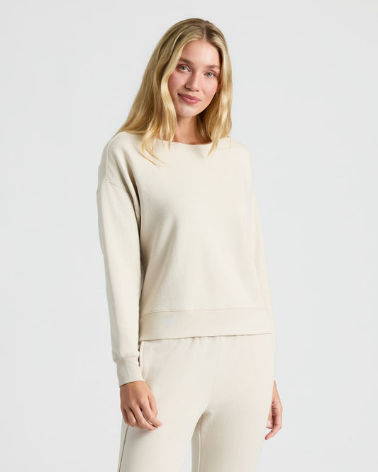 Womens Oatmeal Slouch Pullover Crew