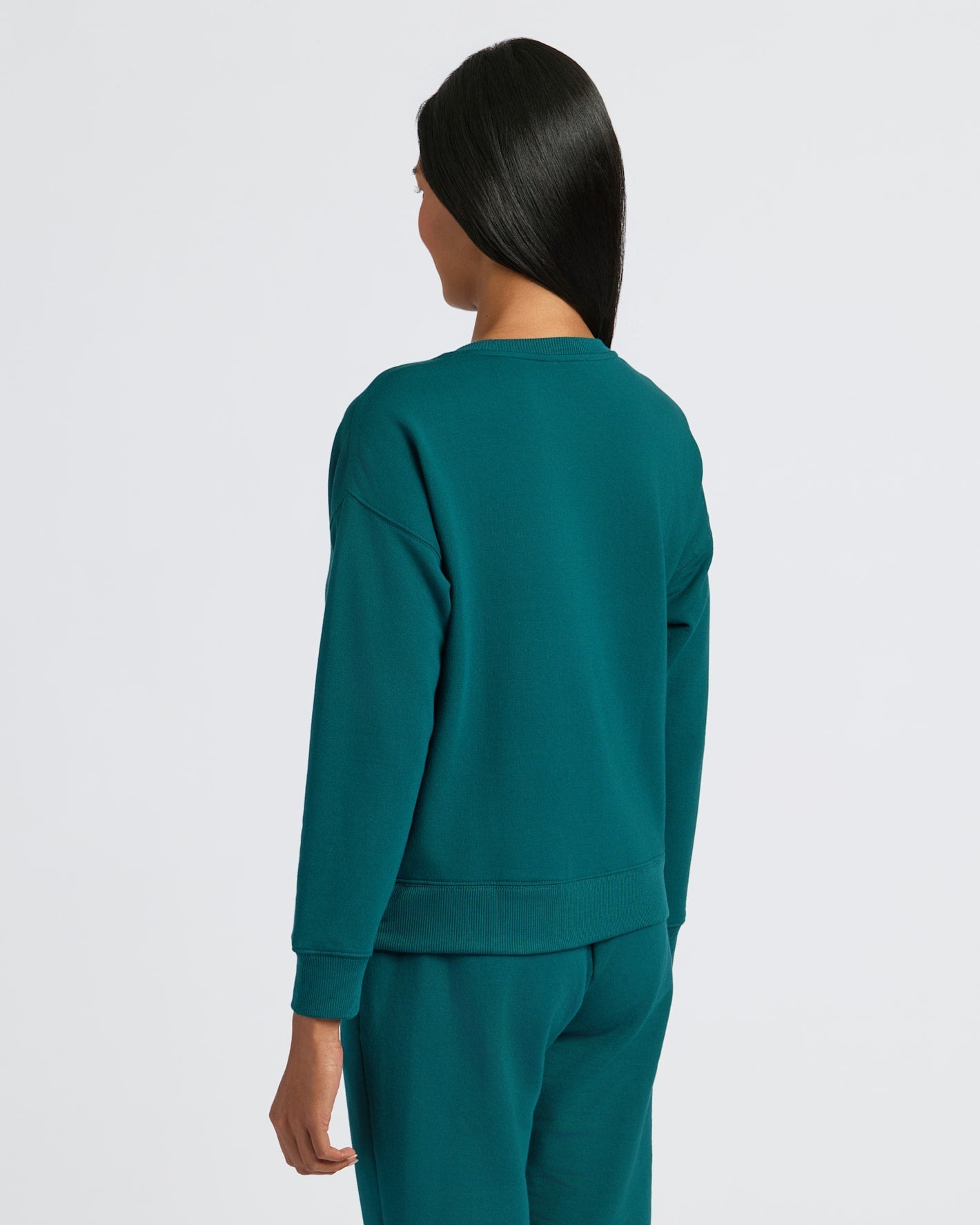 Womens Deep Emerald Slouch Pullover Crew & Relaxed Jogger 2-Pack