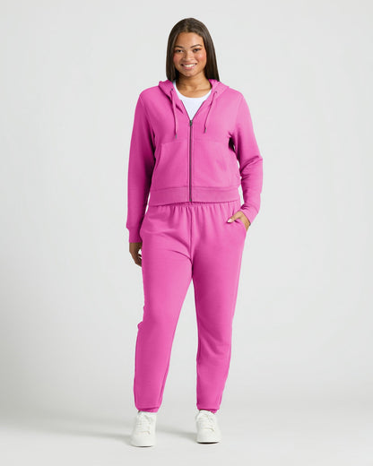 Womens Electric Fuchsia Crop Zip Hoodie