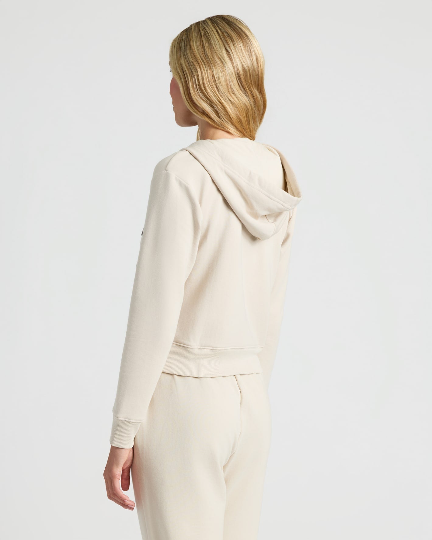 Womens Oatmeal Crop Zip Hoodie & Relaxed Jogger 2-Pack