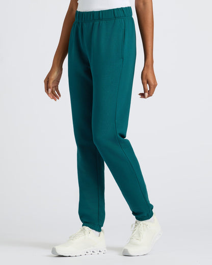 Womens Deep Emerald Slouch Pullover Crew & Relaxed Jogger 2-Pack