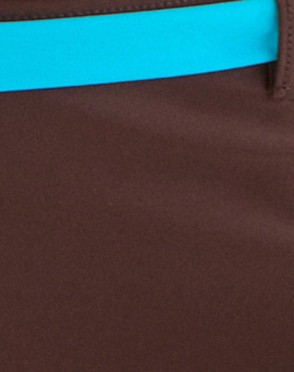 Avi Swim Short in Brown with Blue Belt