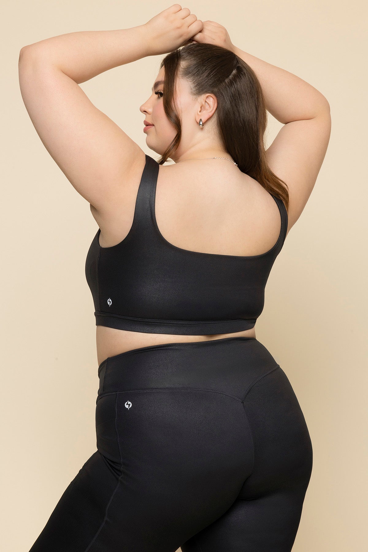 Faux Leather Tone Bra - Black
