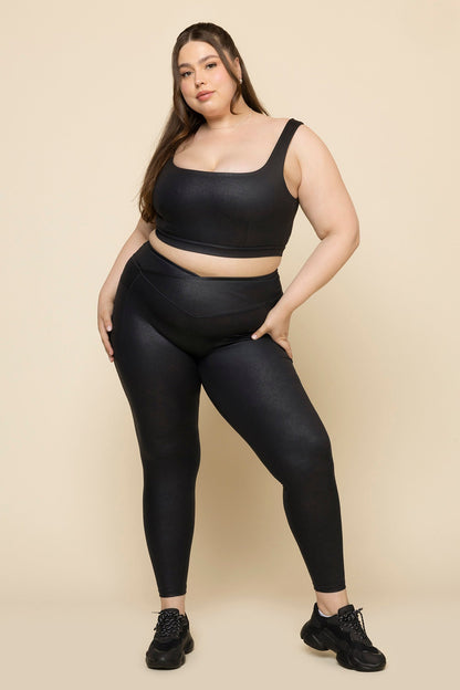 Faux Leather Tone Bra - Black