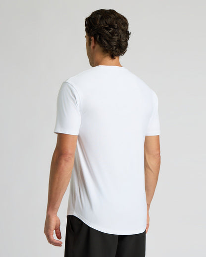 White Active Curved Hem Crew