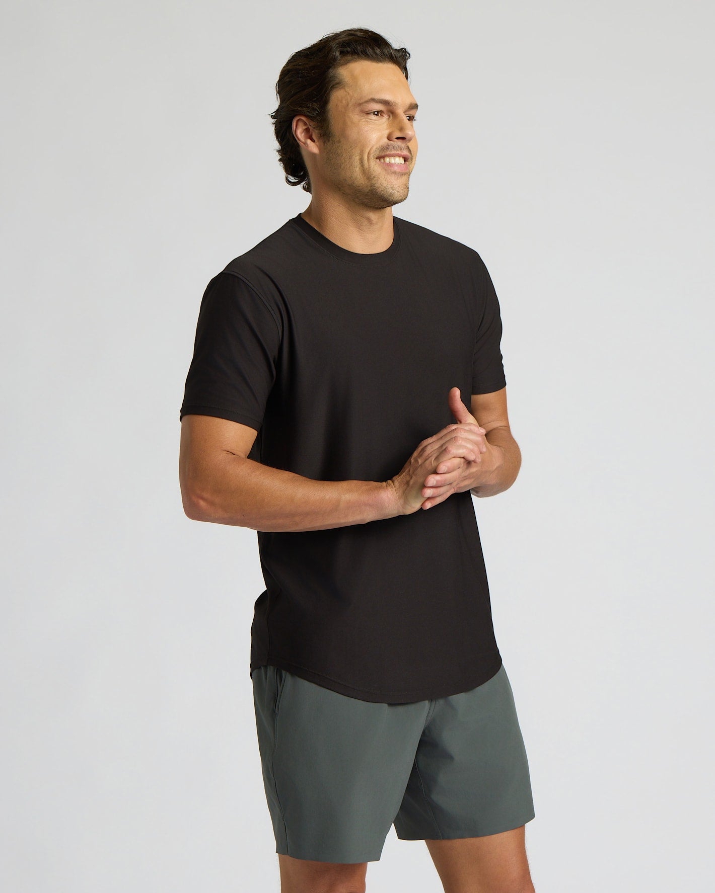 All Black Active Curved Hem Crew 3-Pack
