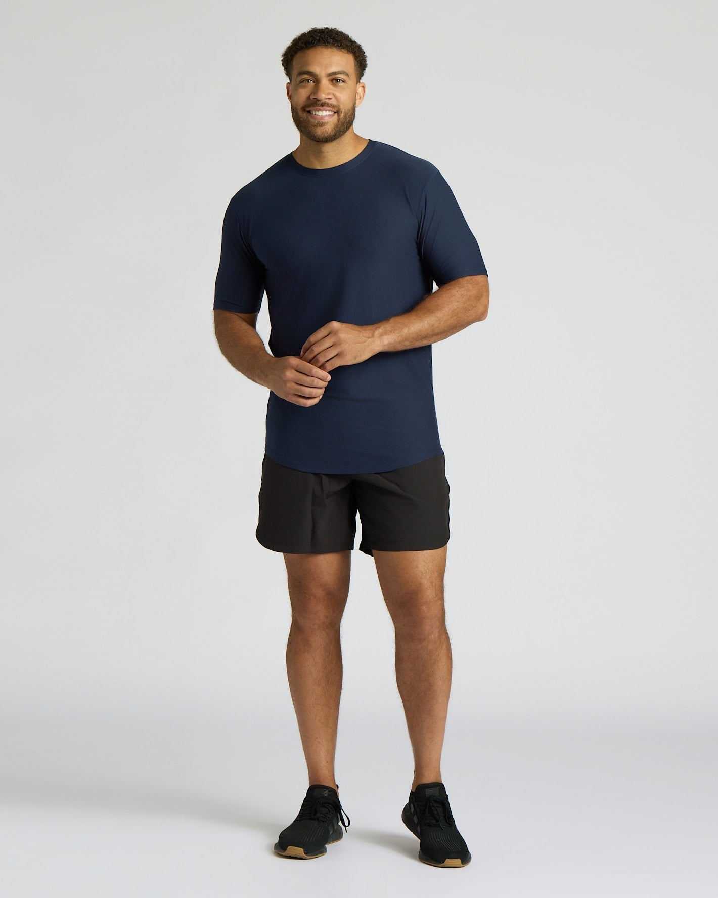 Navy Tall Active Curved Hem Crew