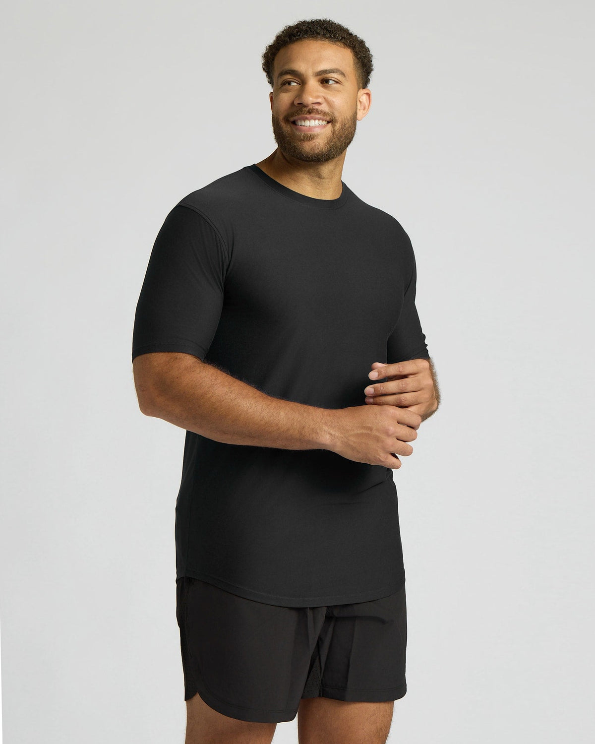 All Black Tall Active Curved Hem Crew 3-Pack