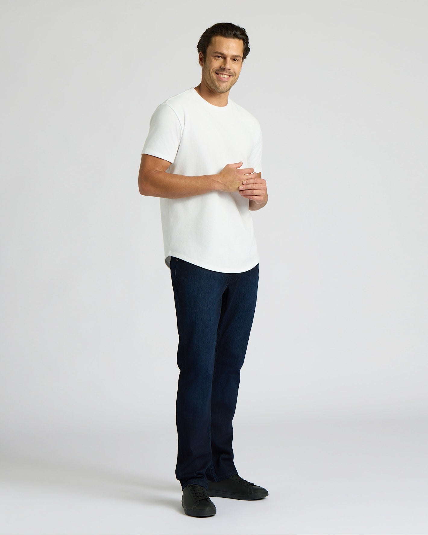 White Heavyweight Curved Hem Crew