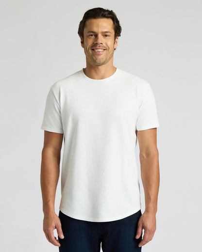 White Heavyweight Curved Hem Crew