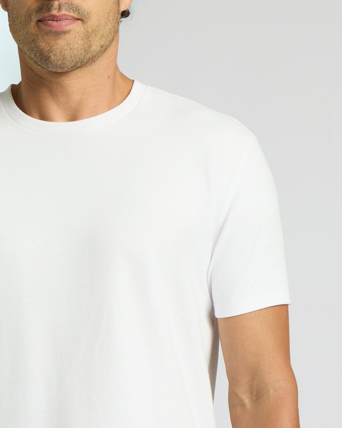 White Heavyweight Curved Hem Crew