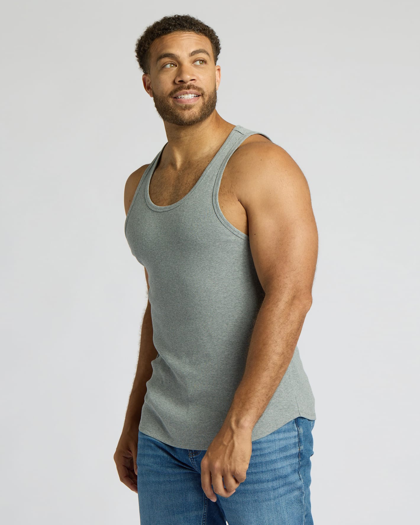 Heather Gray Ribbed Curved Hem Tank