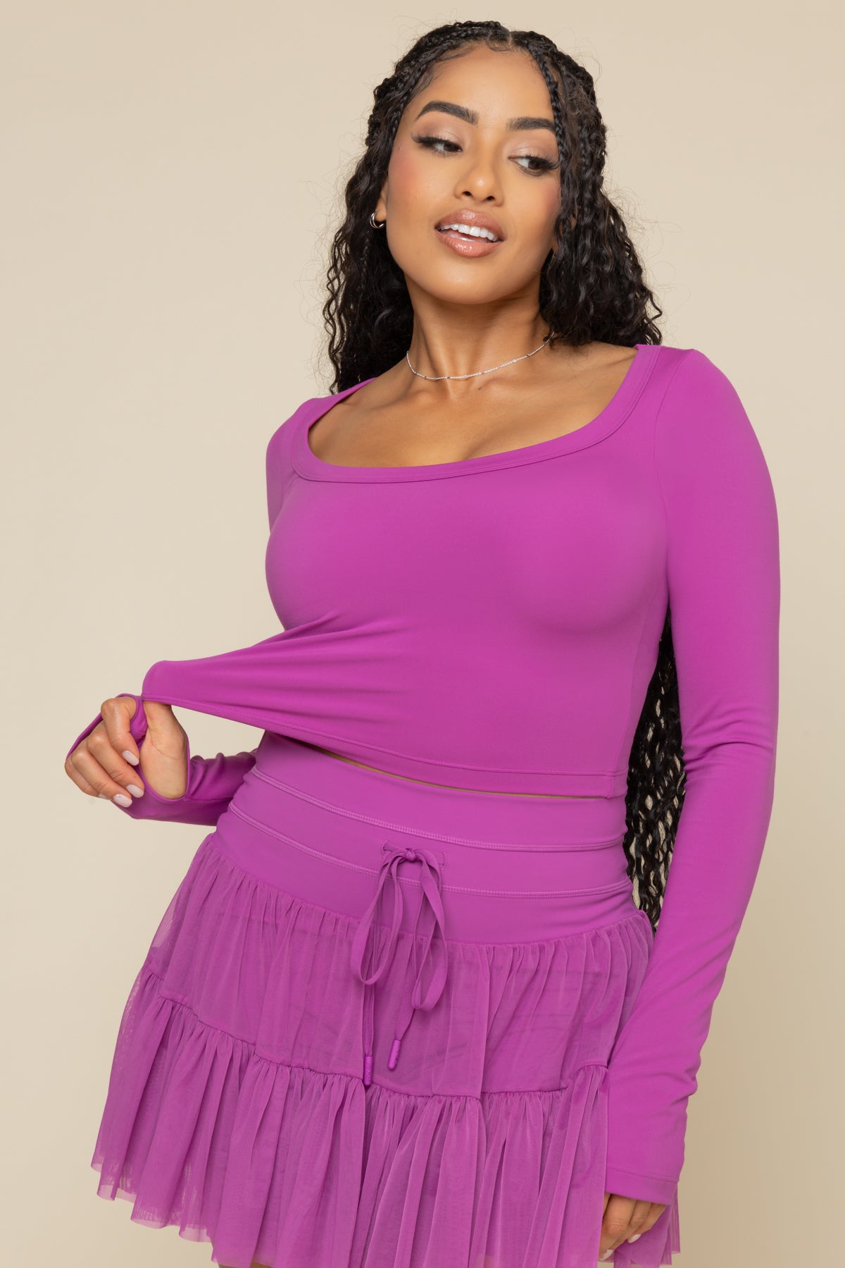 Your Favorite Reversible Long Sleeve Top (Cropped) - Royal Orchid