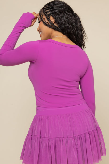 Your Favorite Reversible Long Sleeve Top (Cropped) - Royal Orchid