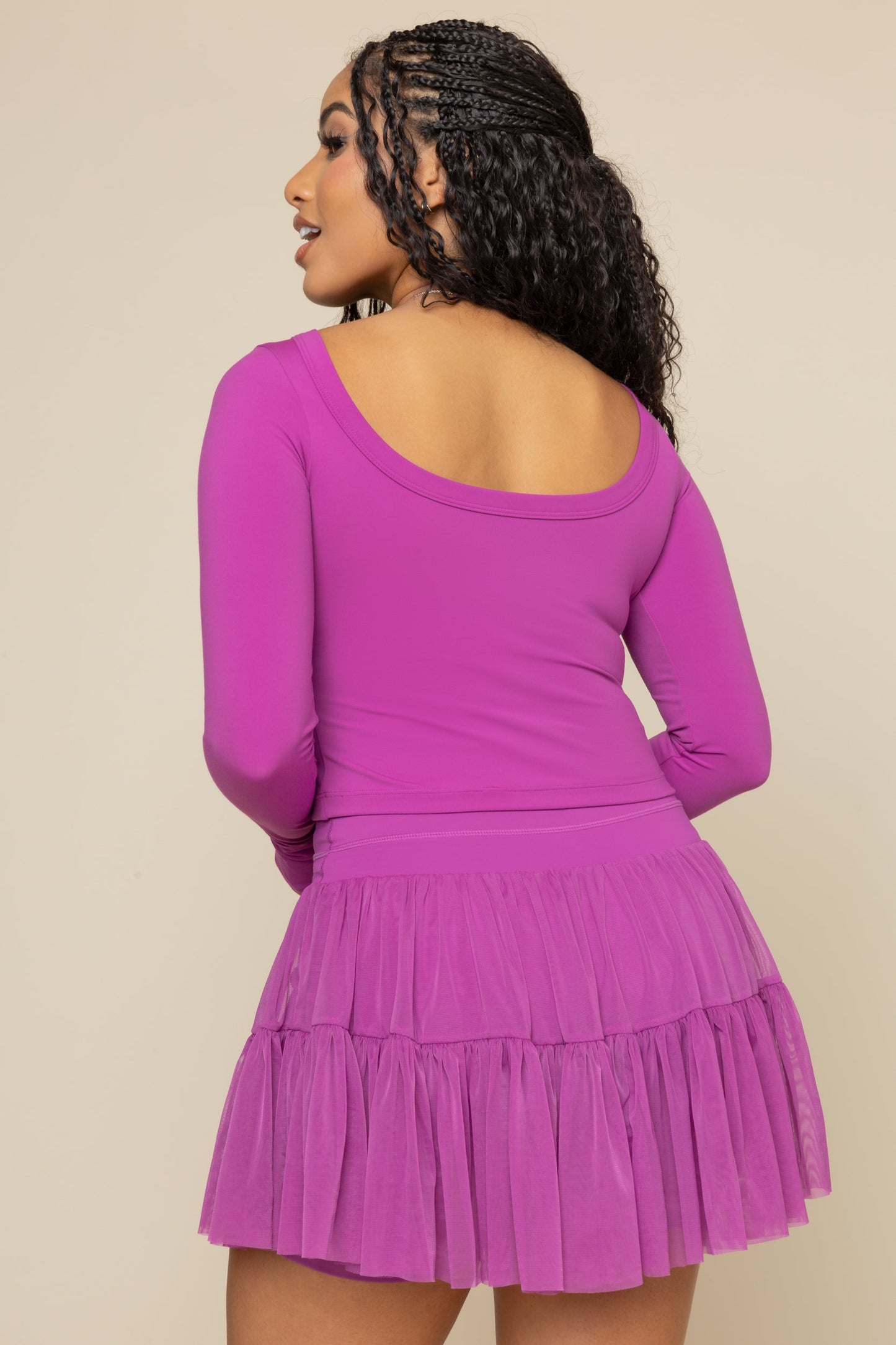 Your Favorite Reversible Long Sleeve Top (Cropped) - Royal Orchid