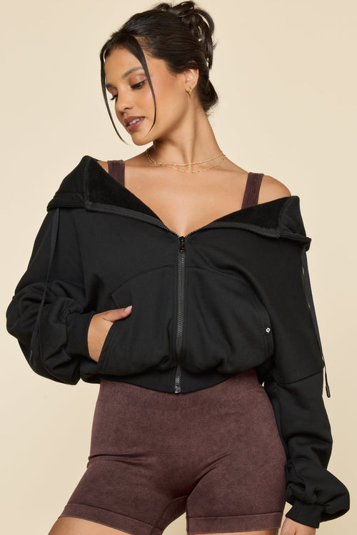 Zip Cloud Hoodie - Black