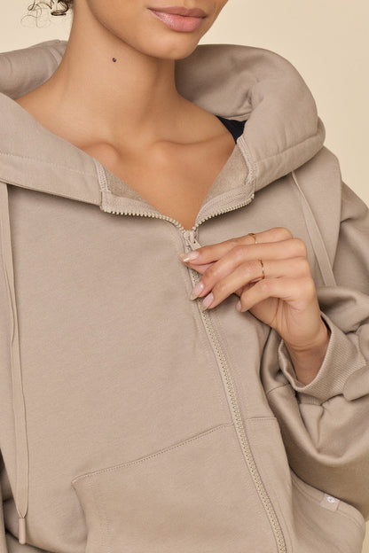 Zip Cloud Hoodie - Taupe