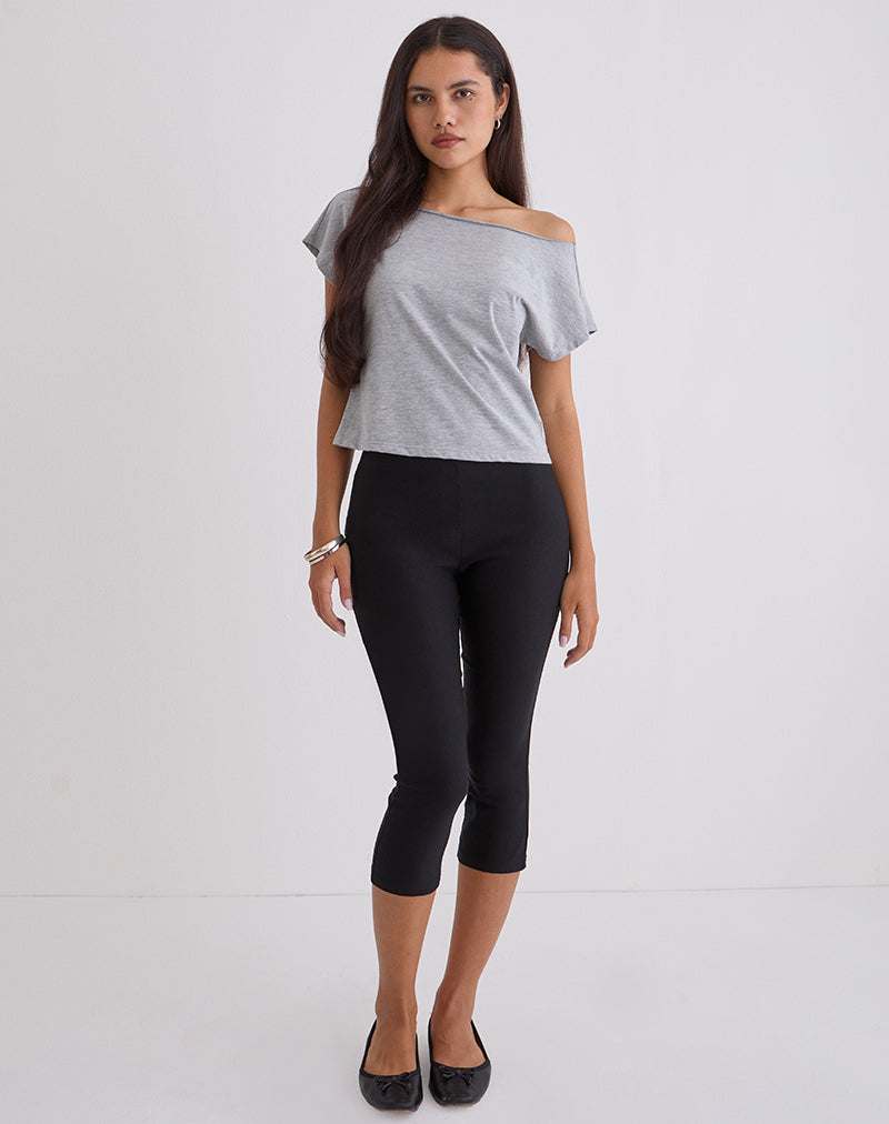 Asla Cropped Capri Trouser in Stretch Tailoring Black