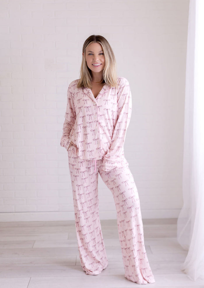 Bows Bamboo Pajama Set (Kids and Women’s Sizes)