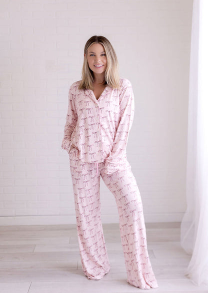 Bows Bamboo Pajama Set (Kids and Women’s Sizes)